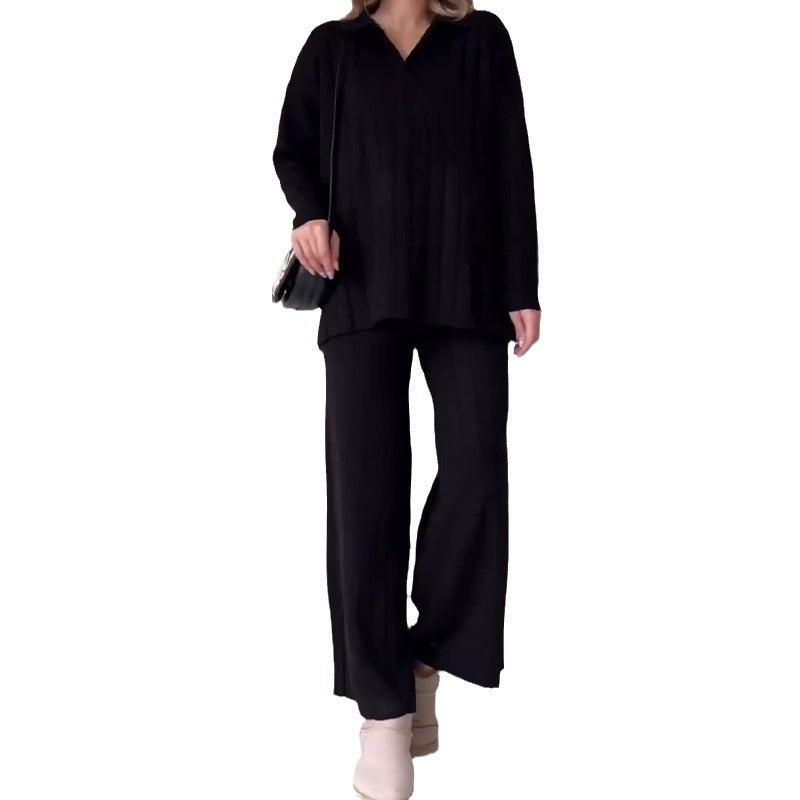 Women’s Casual Polo Collar Outfit Set