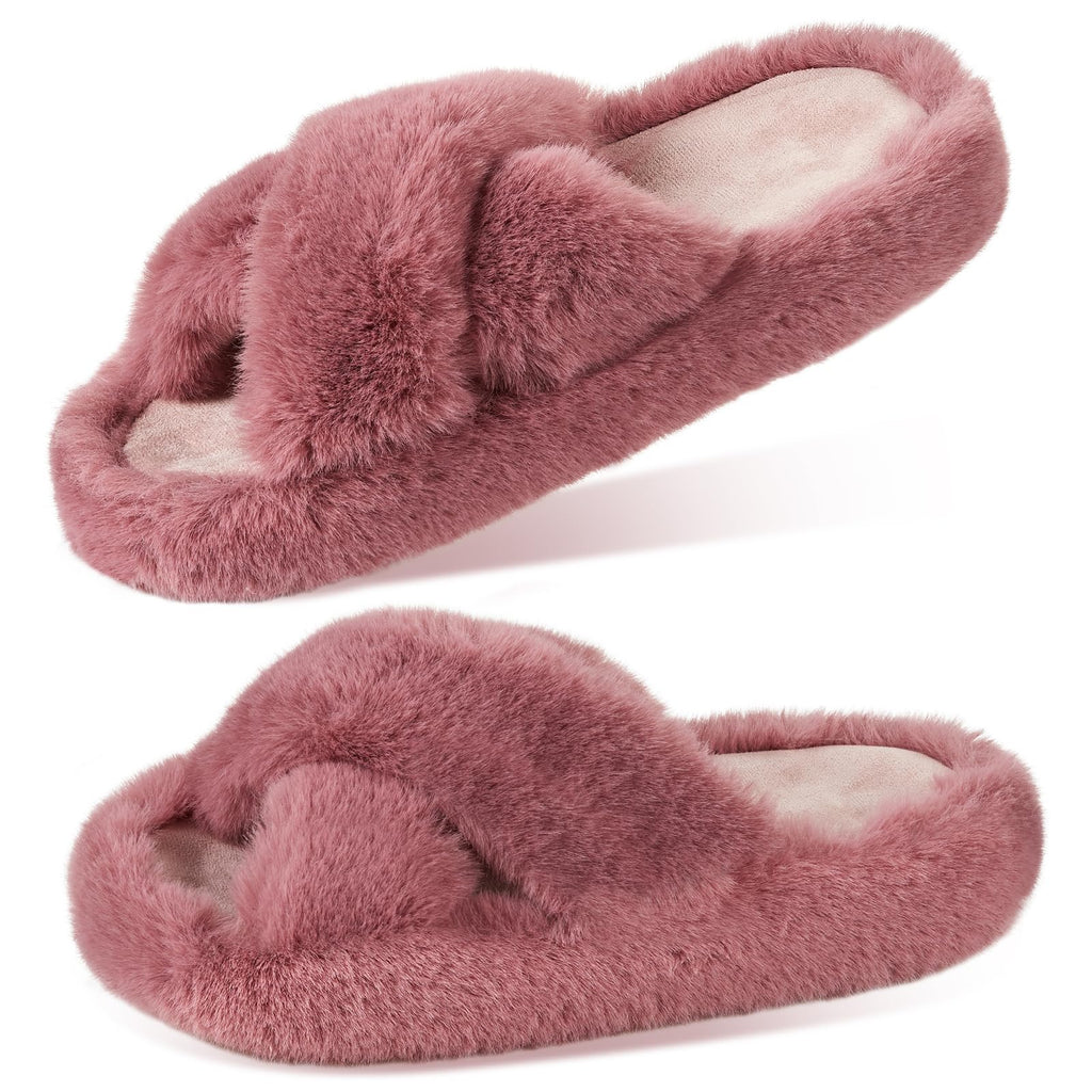 Cozy Faux Fur Memory Foam Slippers