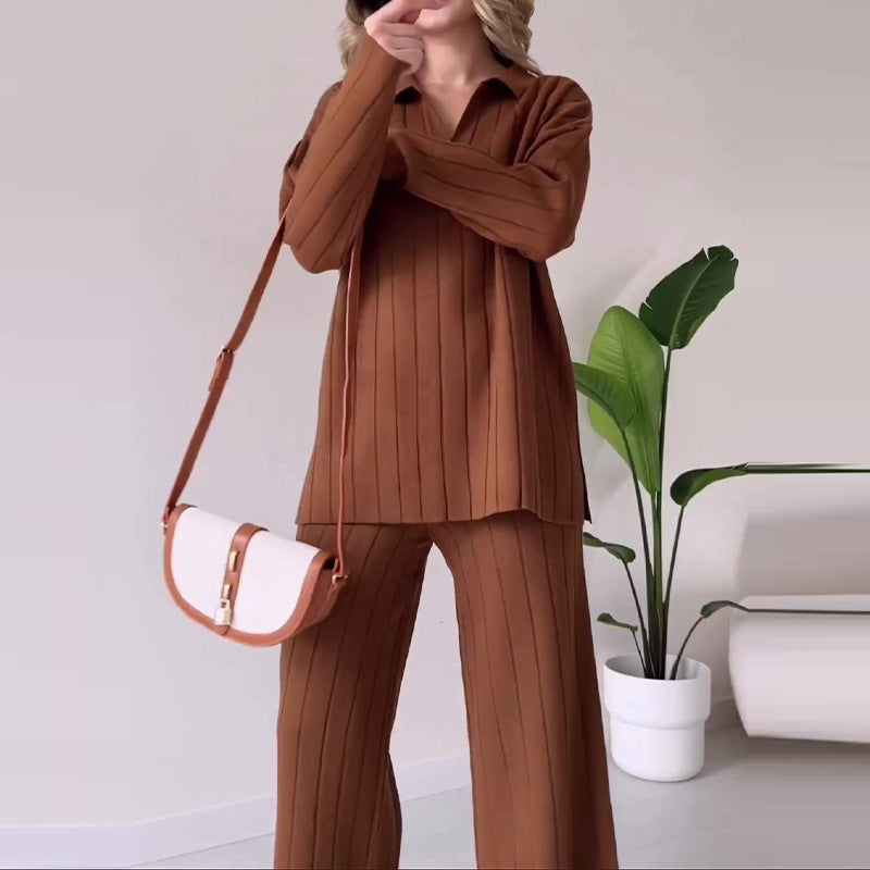 Women’s Casual Polo Collar Outfit Set