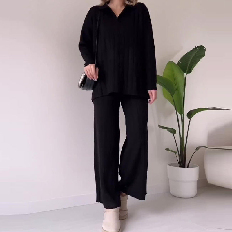 Women’s Casual Polo Collar Outfit Set